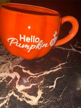 Hello Pumpkin Orange Ceramic Mug by
